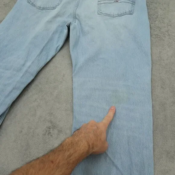Tommy Jeans Mens Size 36x32 Blue Relaxed Straight Stretch Light Wash Distressed - Picture 2 of 16